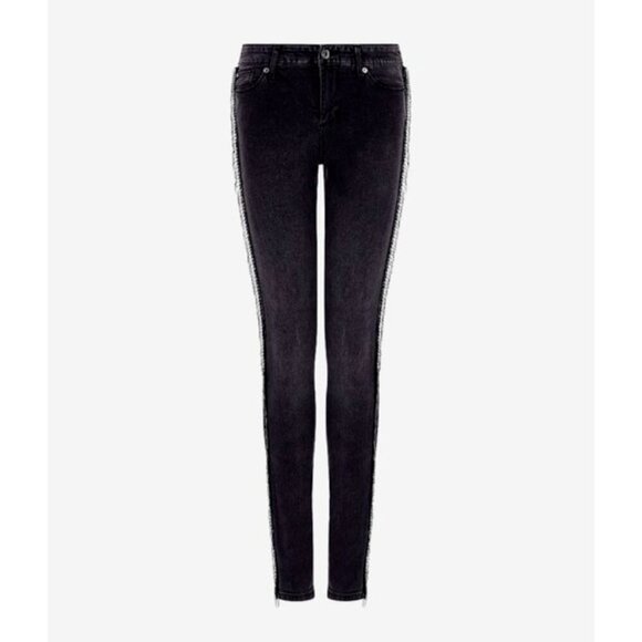 NWOT Armani Exchange J69 Super Skinny Lift Up Dark Gray Beaded Fringe Jeans 26 - Picture 12 of 12